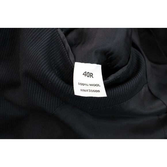 Jos. A. Bank Blazer Jacket Mens 40R Black Striped Wool 2 Button Single Breasted - Picture 3 of 8
